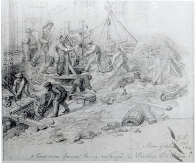 Enlarging the Sewers at Moorfields, London by George Snr Scharf